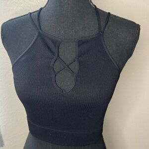 Ribbed crop top with a cross cross back